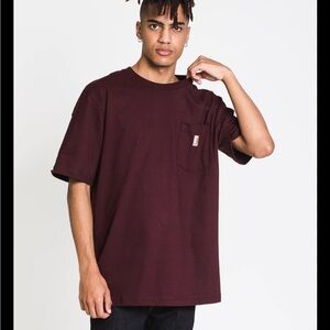 Carhartt Pocket Tee Crew Neck Short-sleeve Tee Shirt Size Small Maroon/Brown